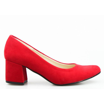 Czółenka na klocku eko zamszowe czerwone Basieńka