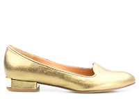 Złote buty damskie - baleriny skórzane mieniące się Victoria Gotti