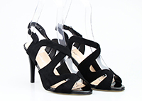 Buty na imprezę - sandały szpilki zamszowe czarne Sergio Leone