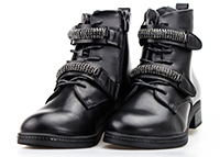 Buty zimowe damskie - workery na rzepy Sergio Leone czarne