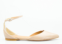 Baleriny sandały skórzane lakierowane beżowe Victoria Gotti