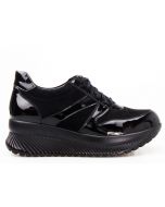 Sneakersy skórzane zamszowe lakierowane czarne Clasicco