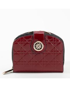 Portfel damski skórzany Monnari portmonetka lakierowany pikowany czerwony PUR0010