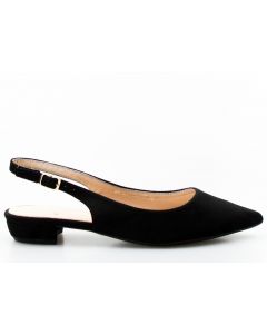 Baleriny sandały open heel zamszowe czarne 