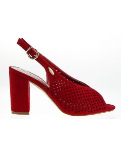 Ażurowe czerwone sandały damskie Monnari