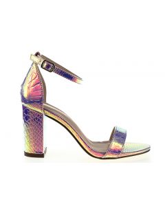Neonowe sandały ze wzorem w łuski fioletowe