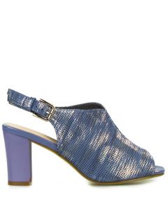 Połyskujące damskie niebieskie sandały na obcasie Sergio Leone