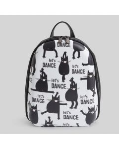 Plecak damski Mumka wegański czarny w tańczące koty