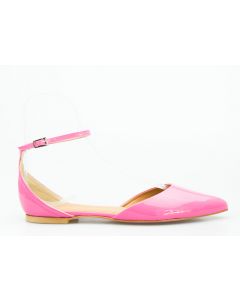 Baleriny sandały skórzane lakierowane różowe Victoria Gotti