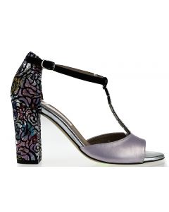 Skórzane sandały z ozdobami fioletowe J. Wolski