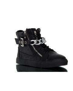 Sneakers - czarne trampki. Trampki srebrny  łańcuch. Niesamowicie stylowe buty. 