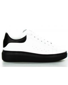 Sneakersy skórzane ze wstawką białe Sempre
