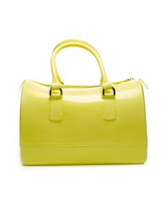 Torebka damska, gumowy kuferek, kolor żółty. Cudowna i pakowna torba. 