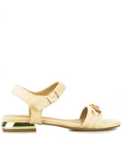 Sandały zamszowe ze złotymi elementami beżowe Vinceza