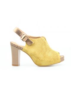 Sandały zamszowe ażurowe żółte Sergio Leone